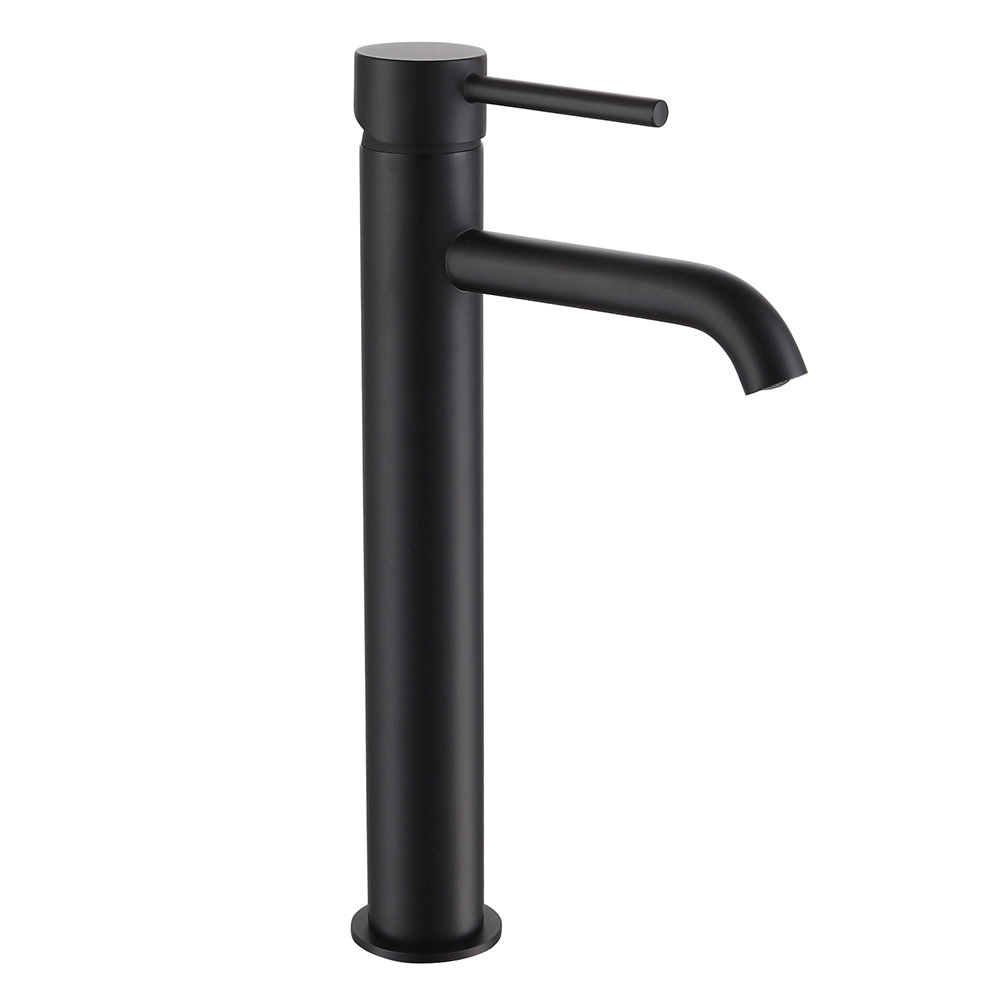 Arezzo Round Matt Black High Rise Mono Basin Mixer Tap | Victorian ...