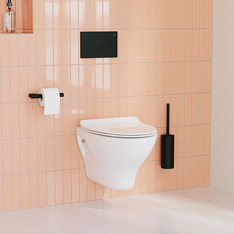 Crosswater MPRO Matt Black / Kai Toilet + Concealed WC Cistern with Wall Hung Frame