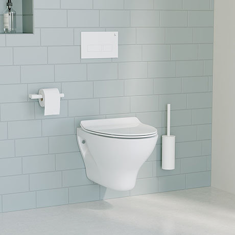 Crosswater MPRO Matt White / Kai Toilet + Concealed WC Cistern with Wall Hung Frame