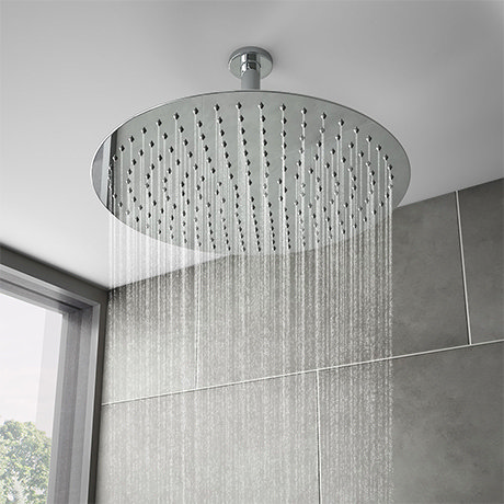 Cruze Large 400mm Thin Round Shower Head + Ceiling Mounted Arm
