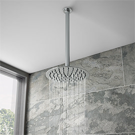 Cruze Ultra Thin Round Shower Head with Vertical Arm - 200mm
