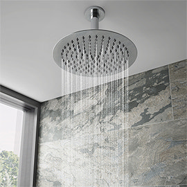 Cruze Ultra Thin Round Shower Head with Short Vertical Arm - 300mm