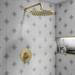 Arezzo Round 300mm Brushed Brass Fixed Shower Head + Wall Mounted Arm profile small image view 6 