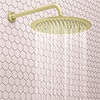 Arezzo Round 300mm Brushed Brass Fixed Shower Head + Wall Mounted Arm profile small image view 1 