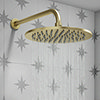 Arezzo Round 300mm Brushed Brass Fixed Shower Head + Wall Mounted Arm profile small image view 1 