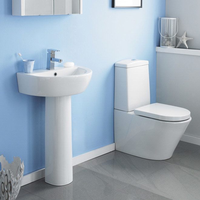 Solace 4 Piece Bathroom Suite - CC Toilet & 1TH Basin with Pedestal - 2 ...