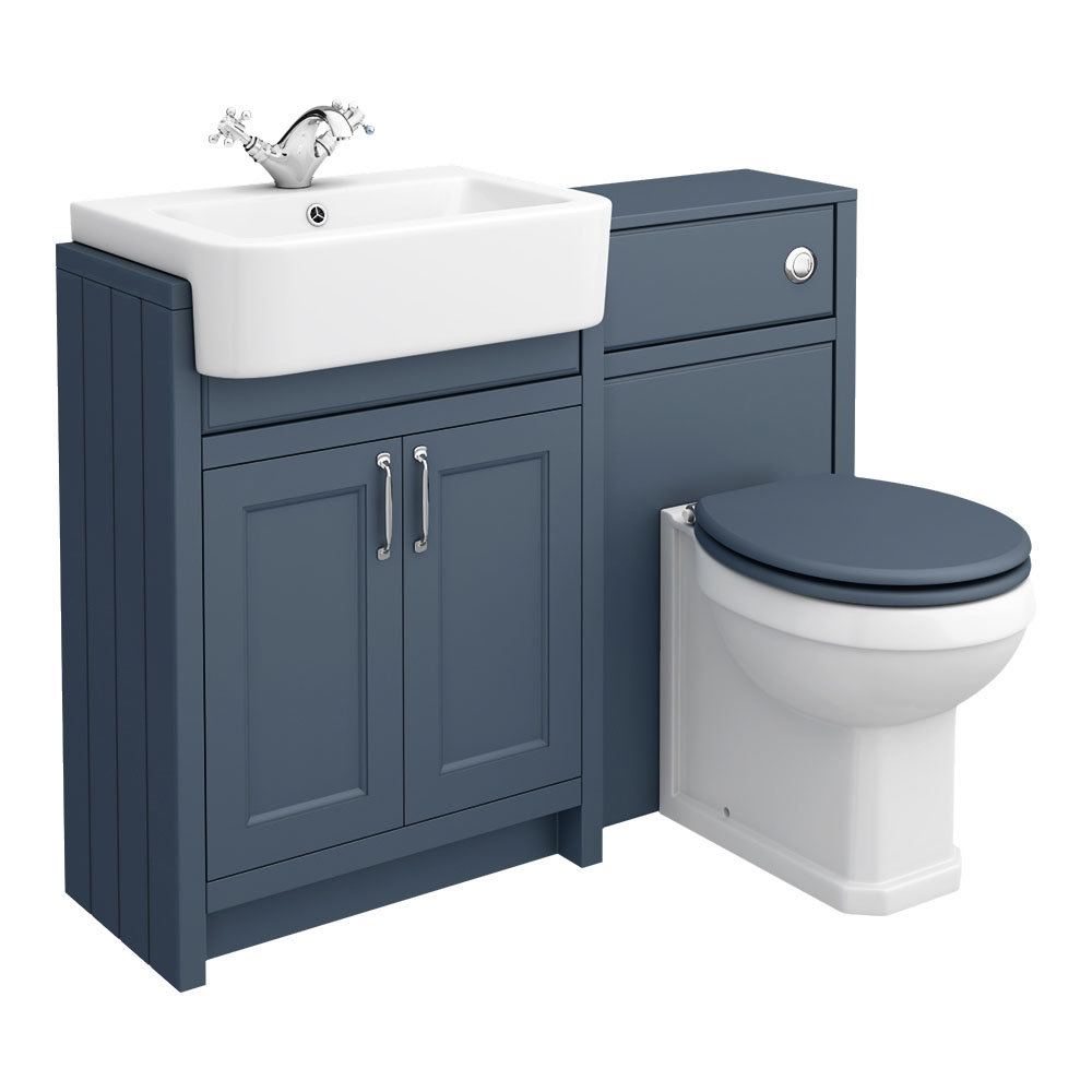 Chatsworth Traditional Blue SemiRecessed Vanity Unit + Toilet Package