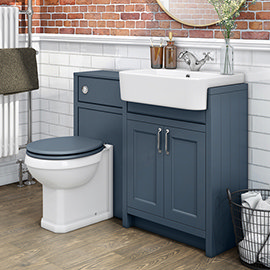 Chatsworth Traditional Blue Semi-Recessed Vanity Unit + Toilet Package