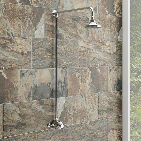 Orion Modern Twin Exposed Thermostatic Shower Valve + Rigid Riser