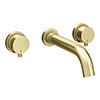 Arezzo Round Brushed Brass Wall Mounted (3TH) Basin Mixer Tap profile small image view 1 