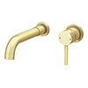 Arezzo Round Brushed Brass Wall Mounted (2TH) Basin Mixer Tap profile small image view 1 