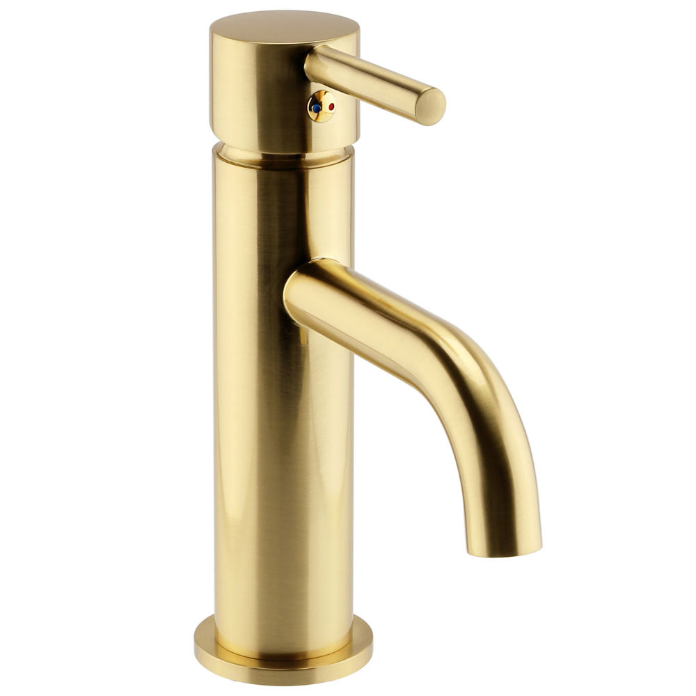 Arezzo Round Brushed Brass Basin Mono Mixer Tap Victorian Plumbing UK