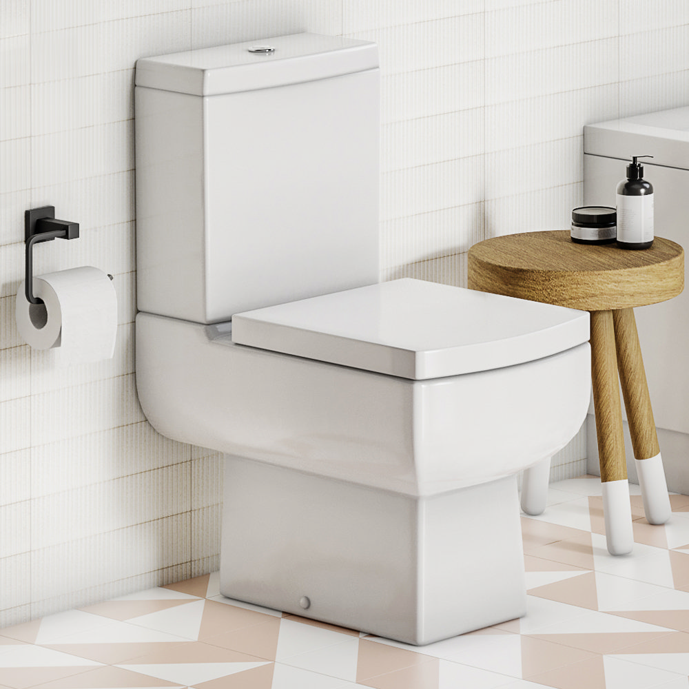 Cubo Modern Square Close Coupled Toilet + Soft Close Seat Victorian