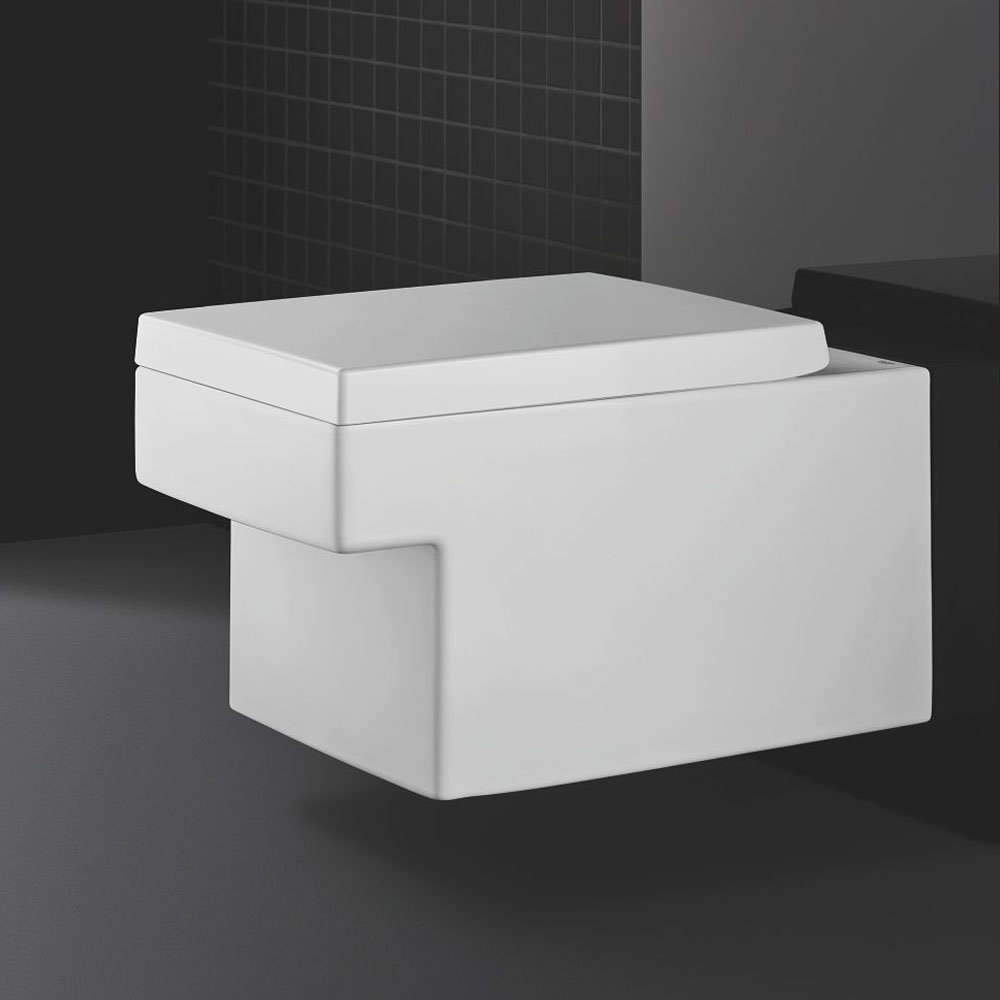 GROHE Cube Ceramic Rimless Wall Hung Toilet with Soft Close Seat