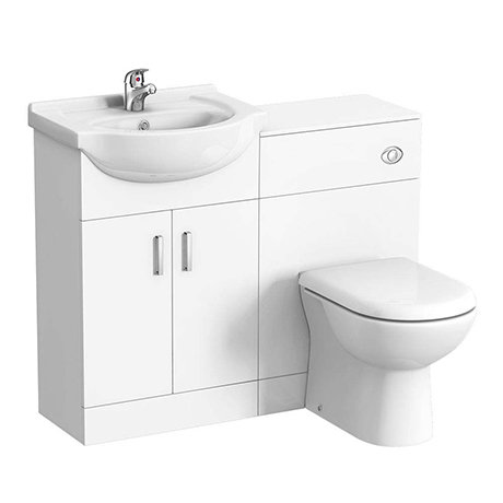 Cove 1050mm Vanity Unit Cloakroom Suite (Gloss White - Depth 300mm)
