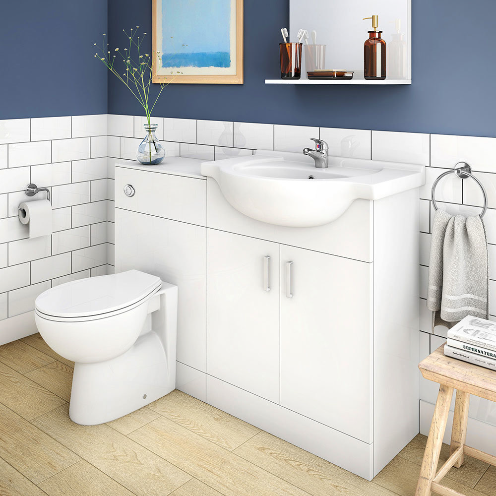 Cove 1150mm Vanity Unit Cloakroom Suite Gloss White Depth 300mm Victorian Plumbing Uk