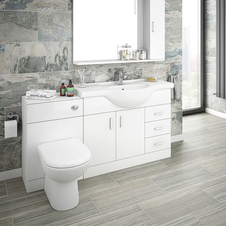 Cove 1520mm Vanity Unit Bathroom Suite High Gloss White Depth 330mm Victorian Plumbing Uk - What Is Another Name For A Bathroom Vanity Units
