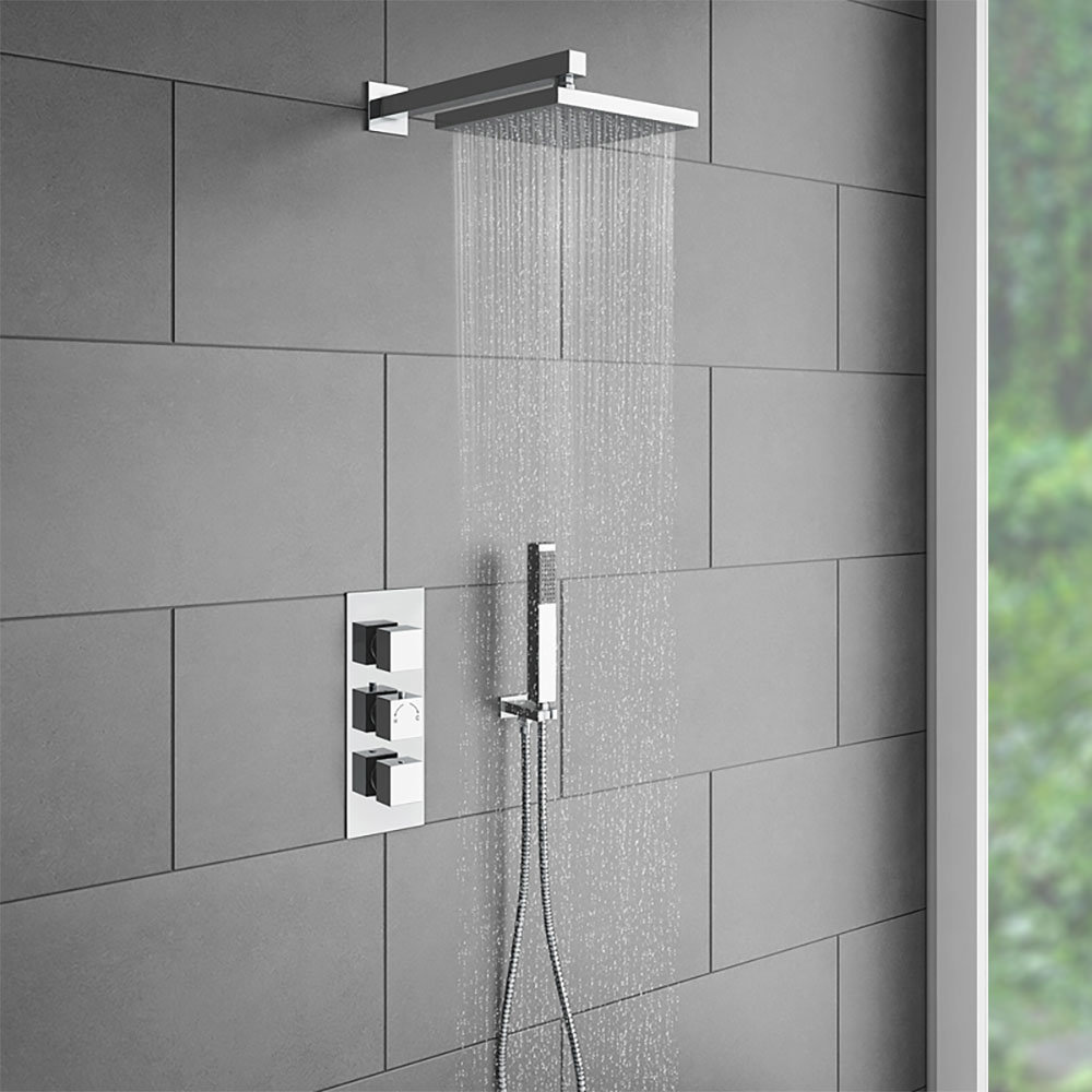 Milan Triple Square Concealed Thermostatic Shower Valve Chrome at