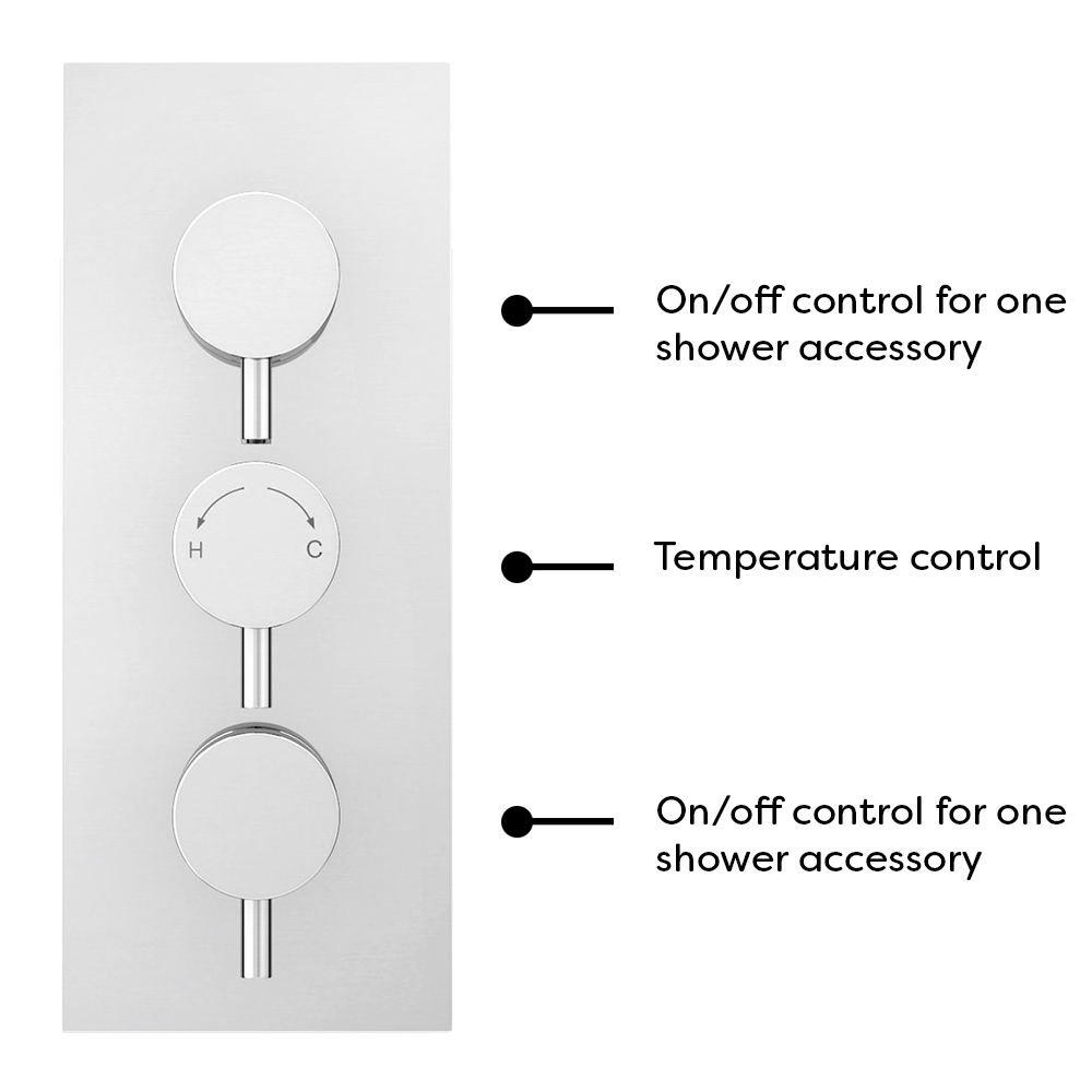 Cruze Triple Round Concealed Thermostatic Shower Valve - Chrome At 