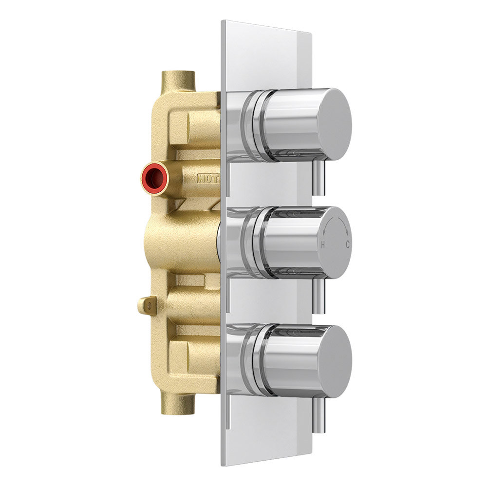 Cruze Triple Round Concealed Thermostatic Shower Valve Chrome at