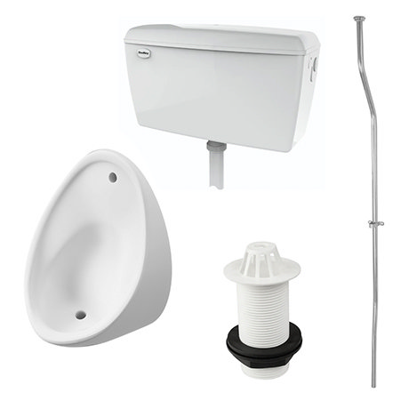 Cove Exposed Urinal Pack with 1 x 400mm Urinal Bowl + Plastic Cistern