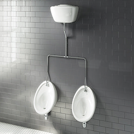 Cove Exposed Urinal Pack with 2 x 400mm Urinal Bowls + Ceramic Cistern