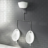 Cove Exposed Urinal Pack with 2 x 400mm Urinal Bowls + Ceramic Cistern profile small image view 1 