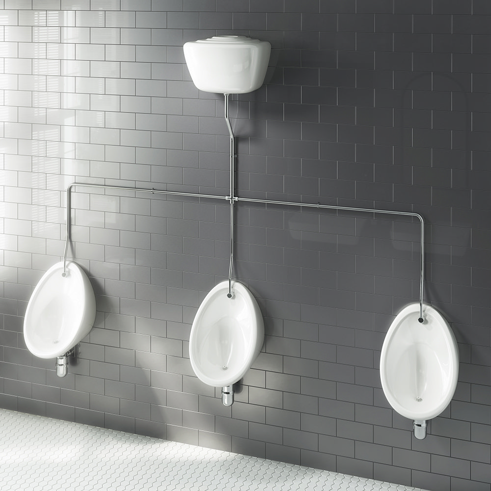 Cove Exposed Urinal Pack with 3 x 400mm Urinal Bowls + Ceramic Cistern