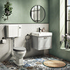 Chatsworth Wall Hung Grey Vanity with Brass Handle & Low Level Toilet profile small image view 1 