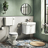 Chatsworth Wall Hung White Vanity with Brass Handle & Low Level Toilet profile small image view 1 