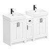 Chatsworth Traditional White Double Basin Vanity + Cupboard Combination Unit with Matt Black Handles profile small image view 1 