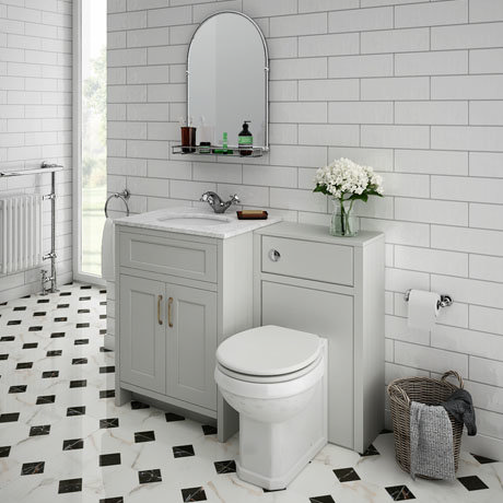 Chatsworth White Marble Traditional Grey Vanity Unit + Toilet Package