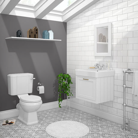 Chatsworth White Cloakroom Suite (Wall Hung Vanity Unit + Close Coupled Toilet)