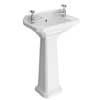 Carlton Cloakroom Basin with Full Pedestal (2 Tap Hole - 515mm Wide) profile small image view 1 