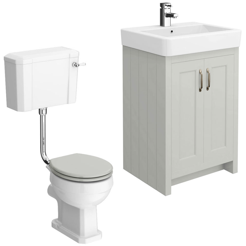 Chatsworth Grey 4Piece Low Level Bathroom Suite Victorian Plumbing UK