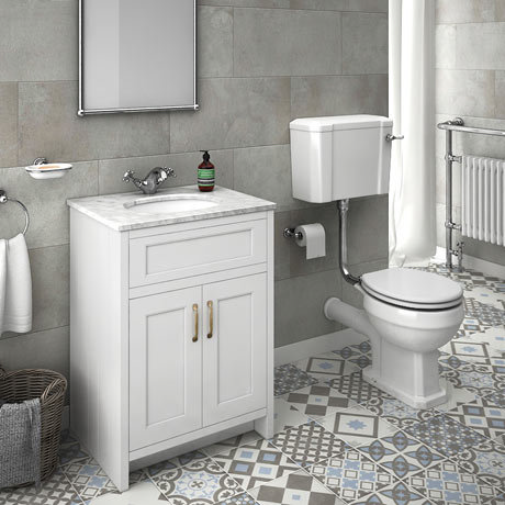 Chatsworth White Marble 4-Piece Low Level Bathroom Suite | Victorian ...