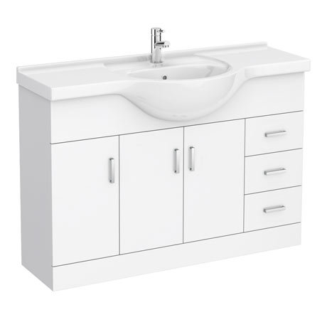 Cove White 1200mm Large Vanity Unit, Large Bathroom Sink Vanity Unit