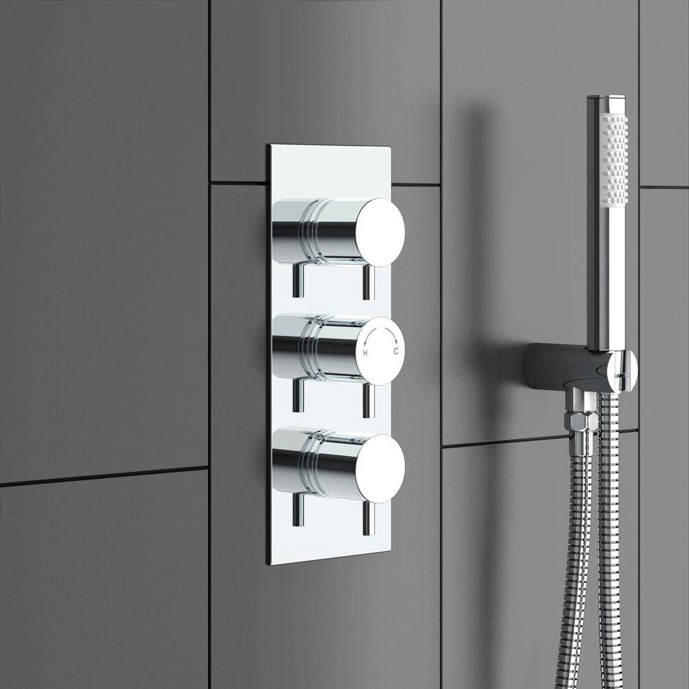 Cruze Triple Round Concealed Thermostatic Shower Valve Chrome at