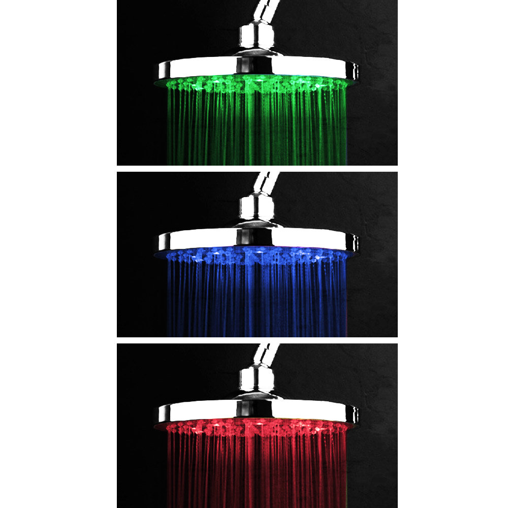 Cruze 200mm Round LED Chrome Shower Head Victorian Plumbing.co.uk