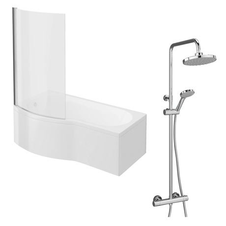 Cruze Shower Bath + Exposed Shower Pack (1700 B Shaped with Screen + Panel)