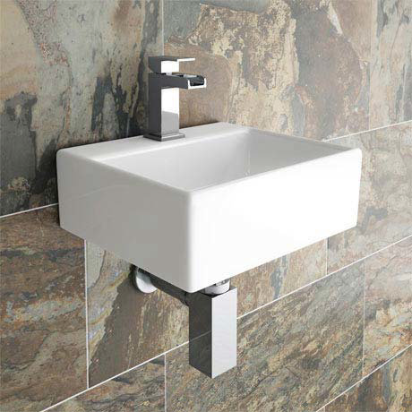 Cubetto Wall Hung Small Cloakroom Basin 1TH - 330 x 290mm