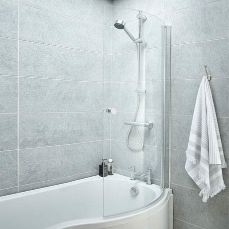 Curved Screen with Knob for P-Shaped Baths NCS3
