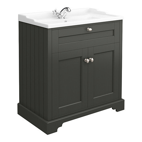 Old London Charcoal 800mm Freestanding Vanity Units - Wide Bathroom Basin Cabinet