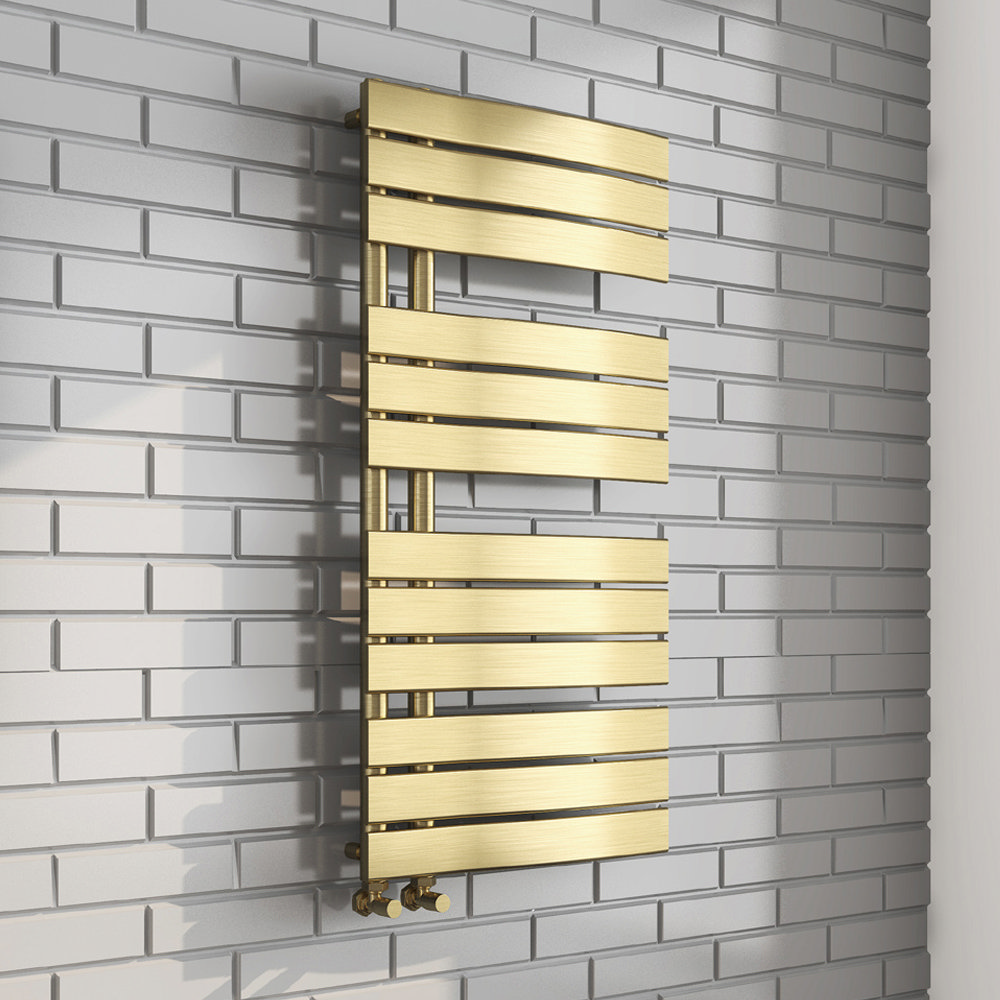 Delta Brushed Brass Designer Heated Towel Rail 1080 x 550mm Victorian