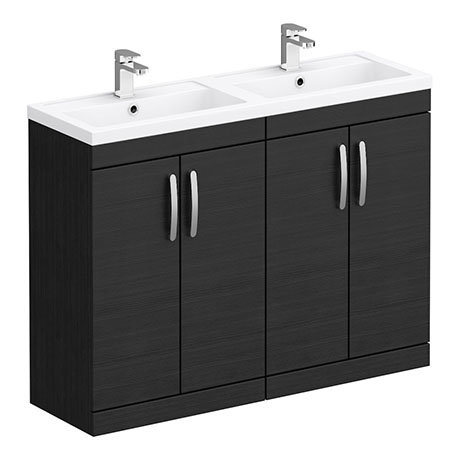 Brooklyn 1205mm Black Double Basin, Double Sink Bathroom Vanity Units Uk