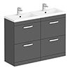 Brooklyn 1205mm Gloss Grey Double Basin 4 Drawer Vanity Unit profile small image view 1 