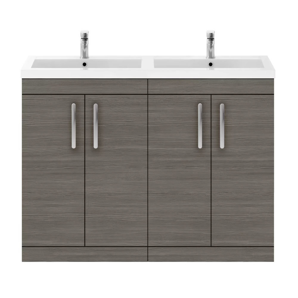 Brooklyn 1205mm Grey Avola Double Basin Vanity Unit Victorian Plumbing UK