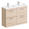 Brooklyn 1205mm Natural Oak Double Basin 4 Drawer Vanity Unit profile small image view 1 