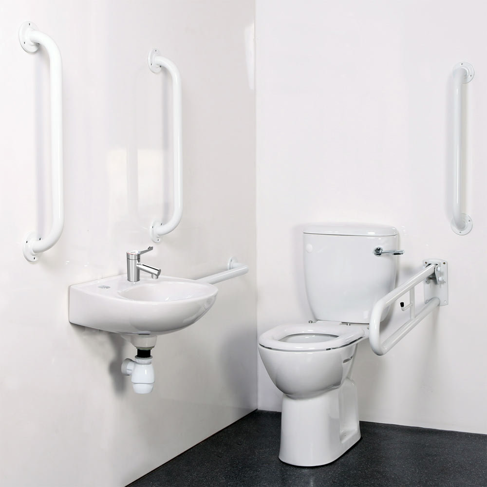 Bristan - DocM Close Coupled WC Pack with TMV3 Thermostatic Basin Mixer Tap - White Aluminium - DOCM-T3-W