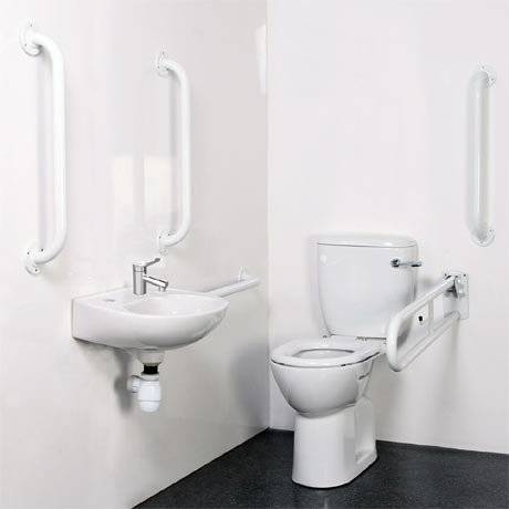 Bristan - DocM Close Coupled WC Pack with TMV3 Thermostatic Basin Mixer Tap - White Aluminium - DOCM